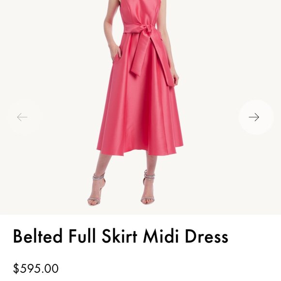 Bagdley Mischka, Belted Full Skirt Midi dress, Size 10, Coral color - Picture 4 of 4